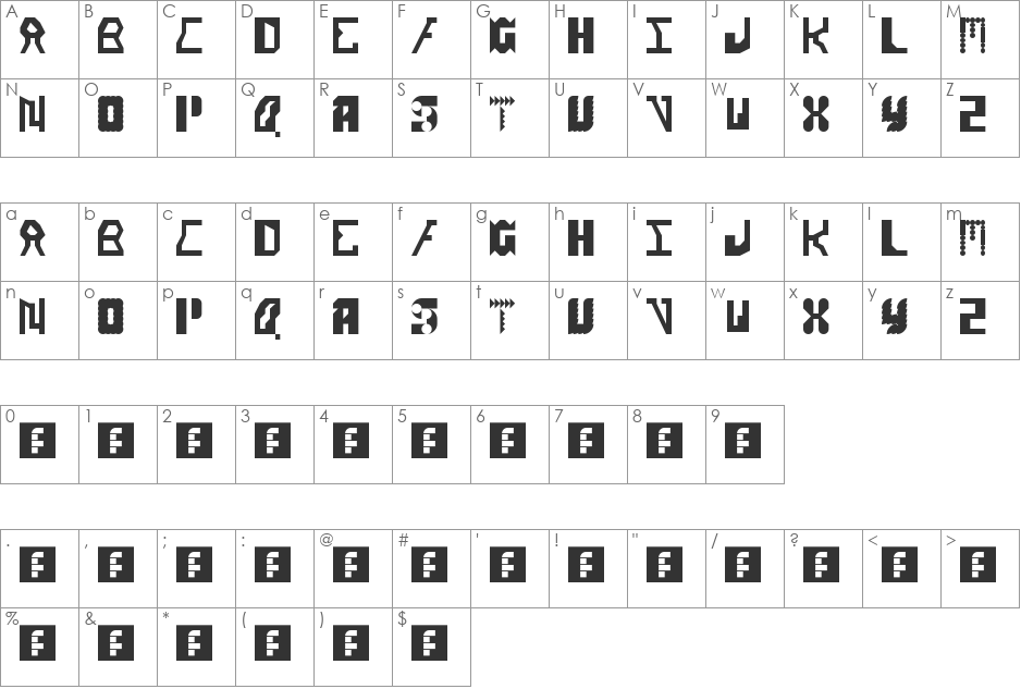 Alien Alphabet font character map preview
