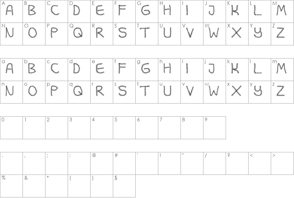 Curly Whurly font character map preview