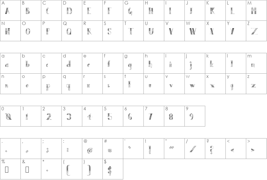 CurlyHogRunes font character map preview