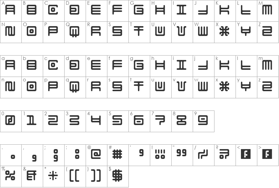 Alien double font character map preview