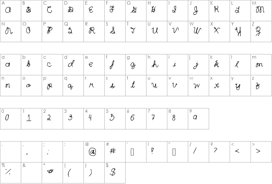 Curlytint_Font font character map preview