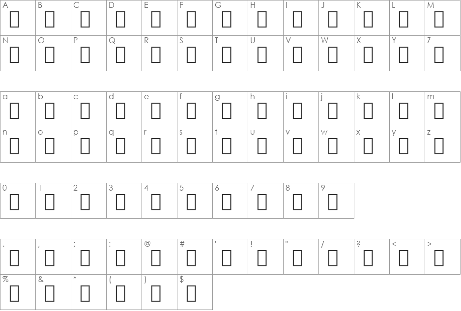 CurrencyPi BT font character map preview