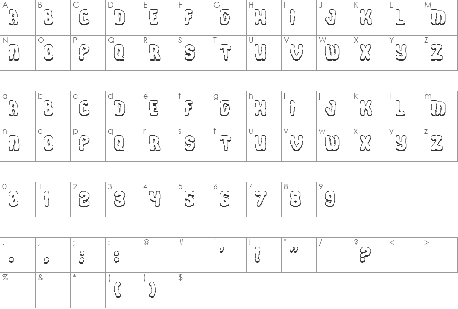 Cursed Law font character map preview