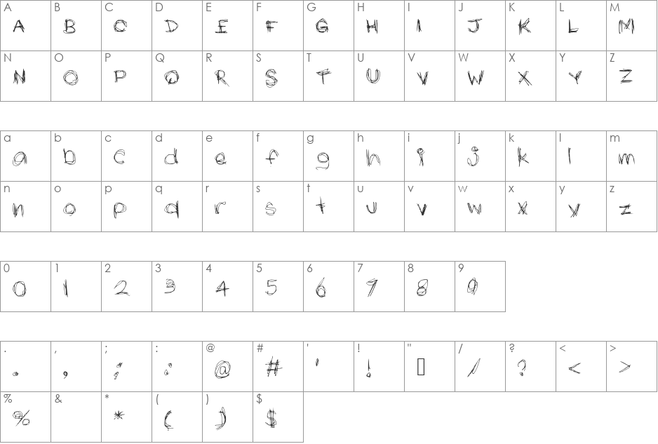 curved font character map preview
