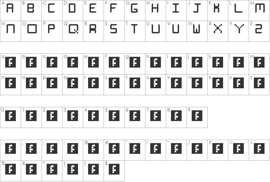 Curved Capitals font character map preview