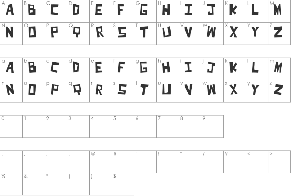Cut It Out font character map preview