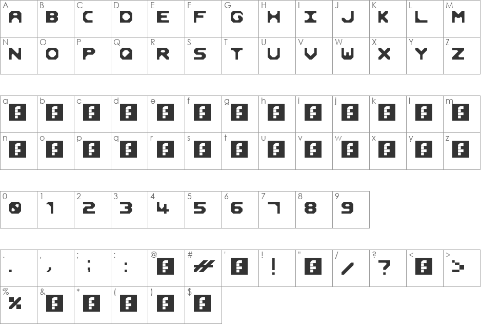 Alien Heavy font character map preview
