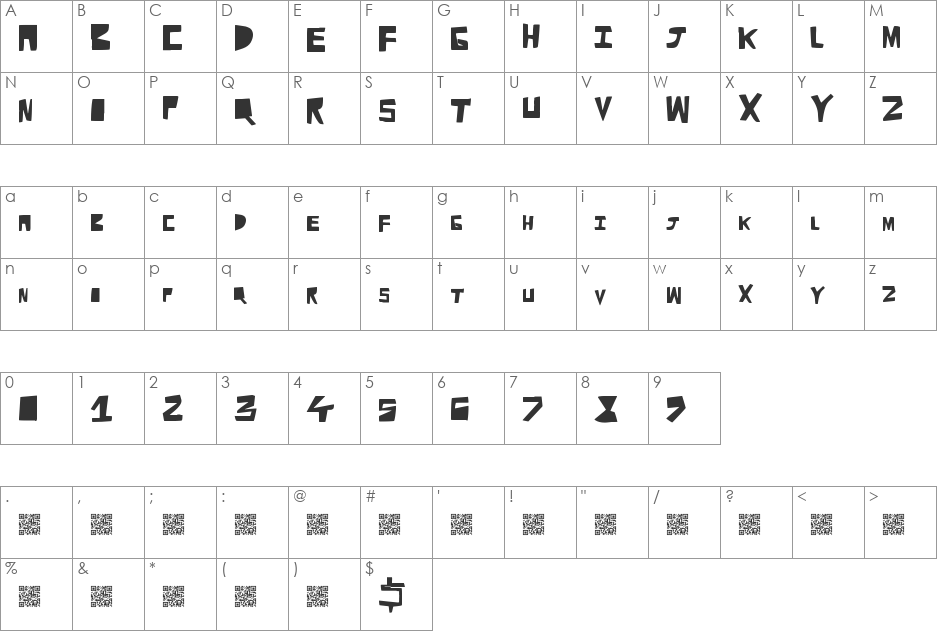 CutAway font character map preview