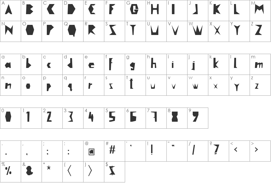 cutout font character map preview