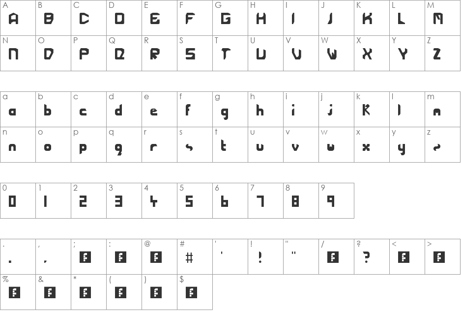 Cutting Edge font character map preview