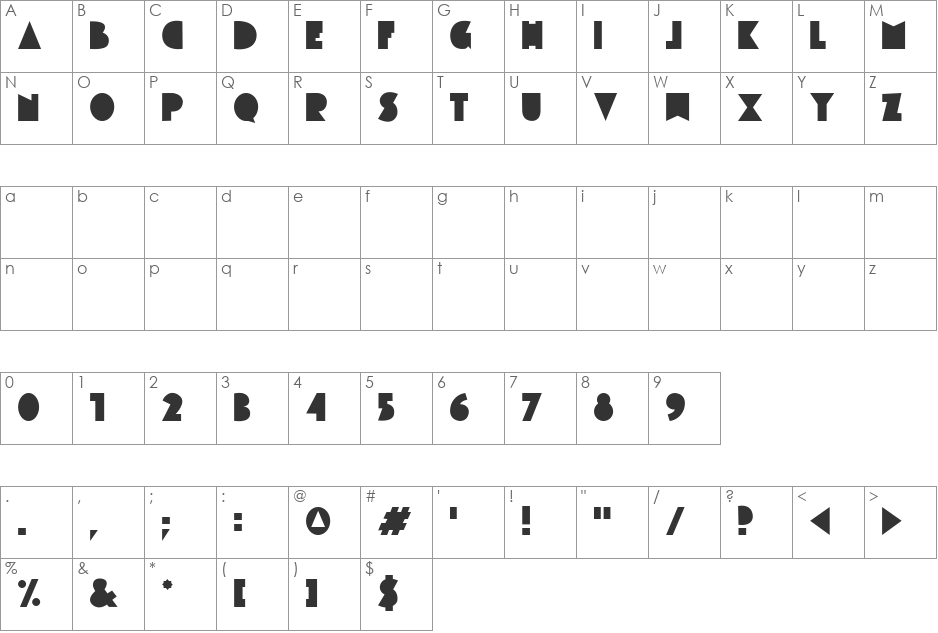CUTTY_CRE font character map preview