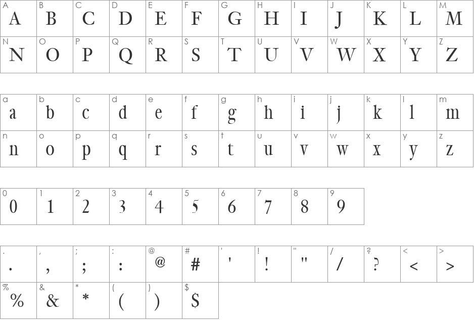 CybaPee font character map preview