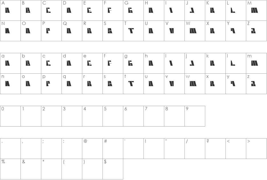 cyber font character map preview