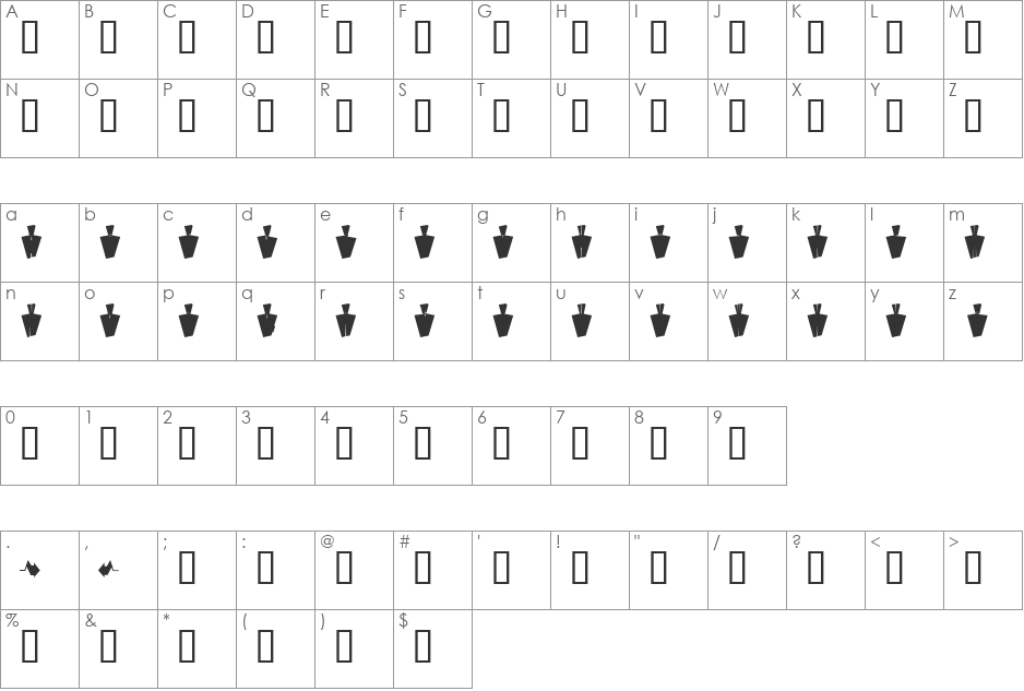 Cyber font character map preview