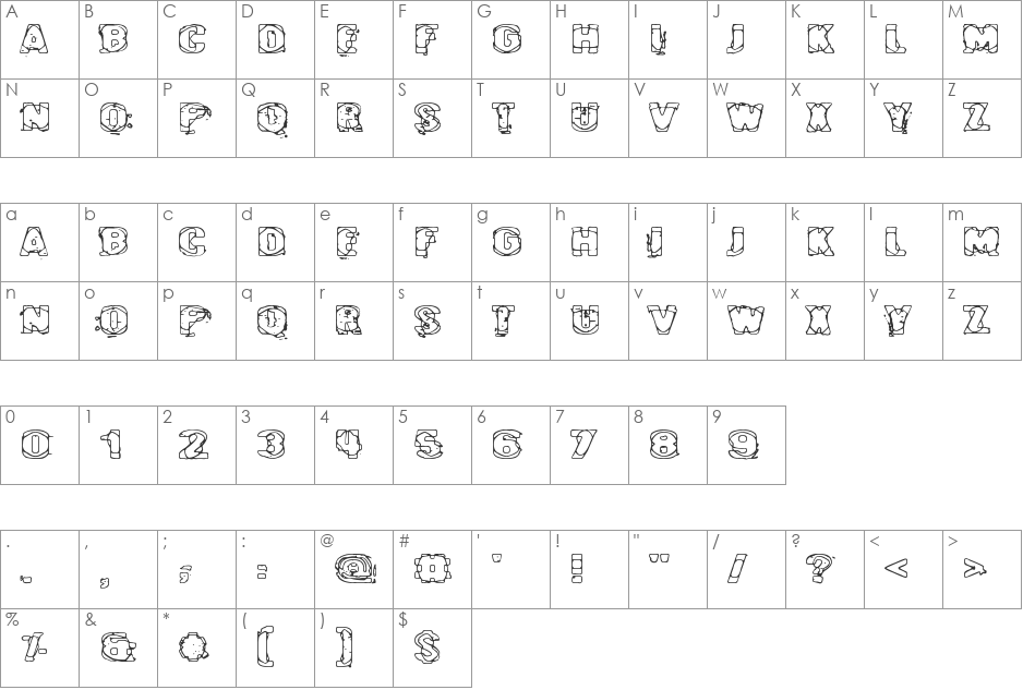 Cybereye font character map preview