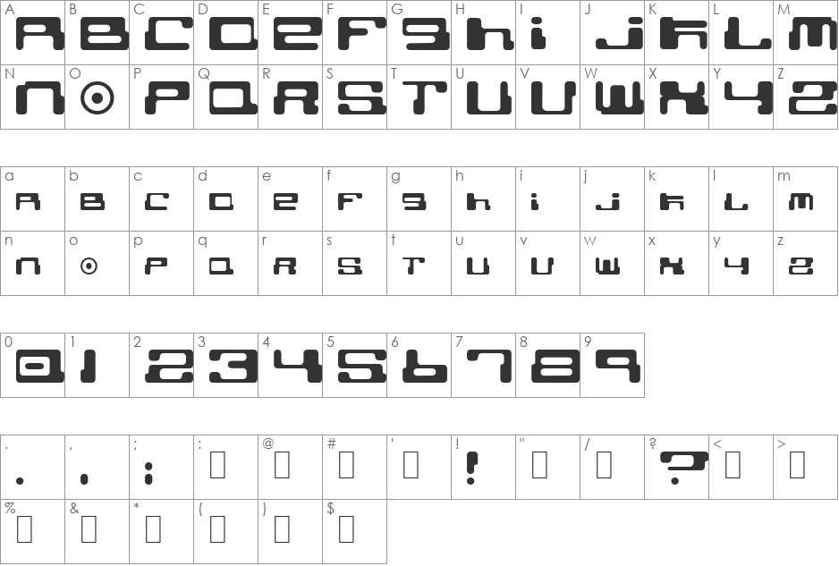 Cybertown Subterranean font character map preview