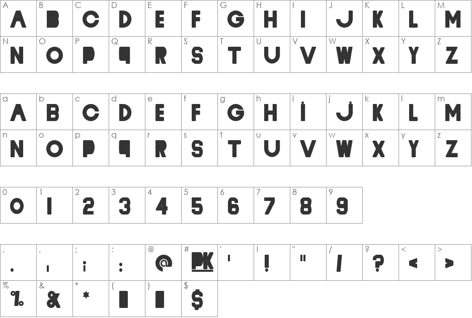 Cyclope font character map preview