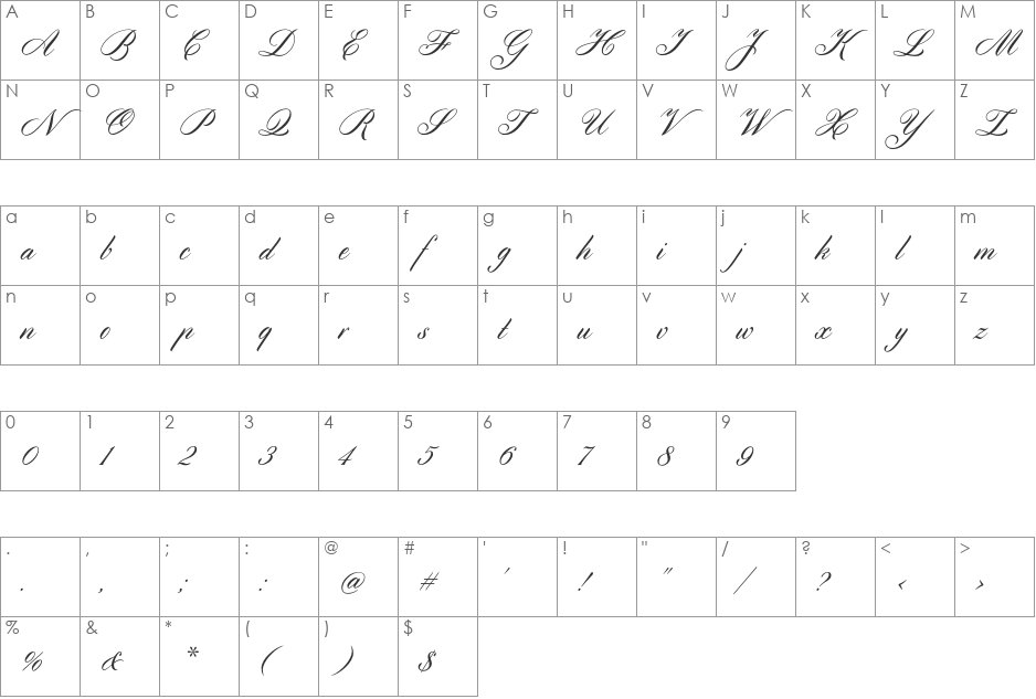 Cylburn Regular font character map preview