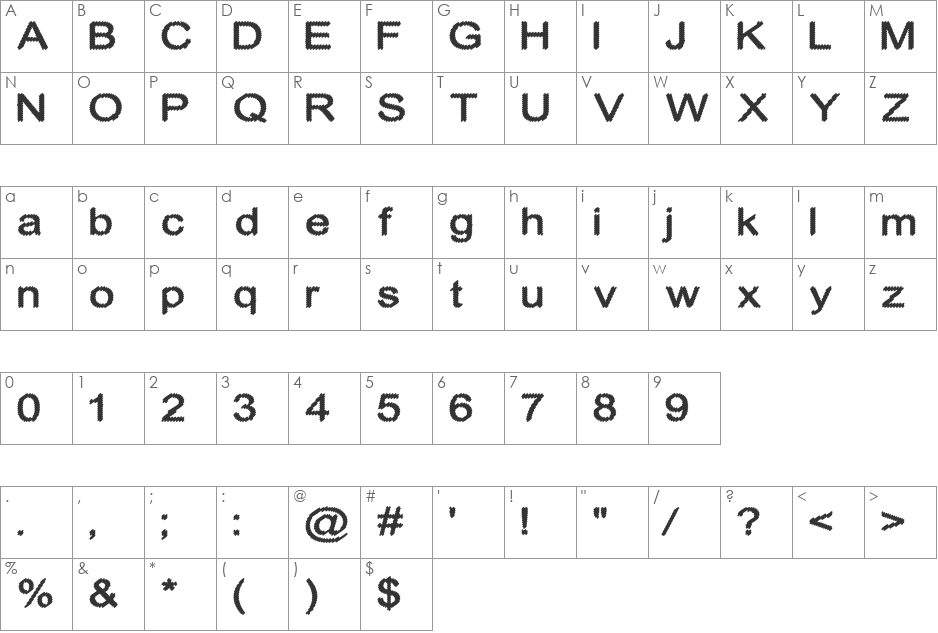 Cylonic Crossdraft font character map preview