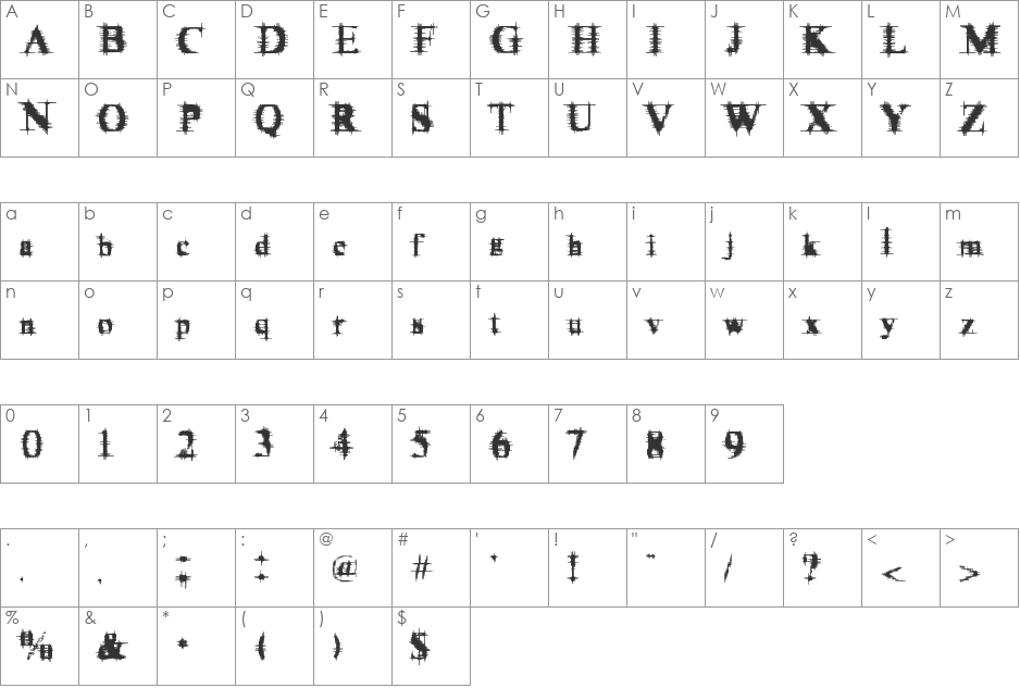 cymptums font character map preview