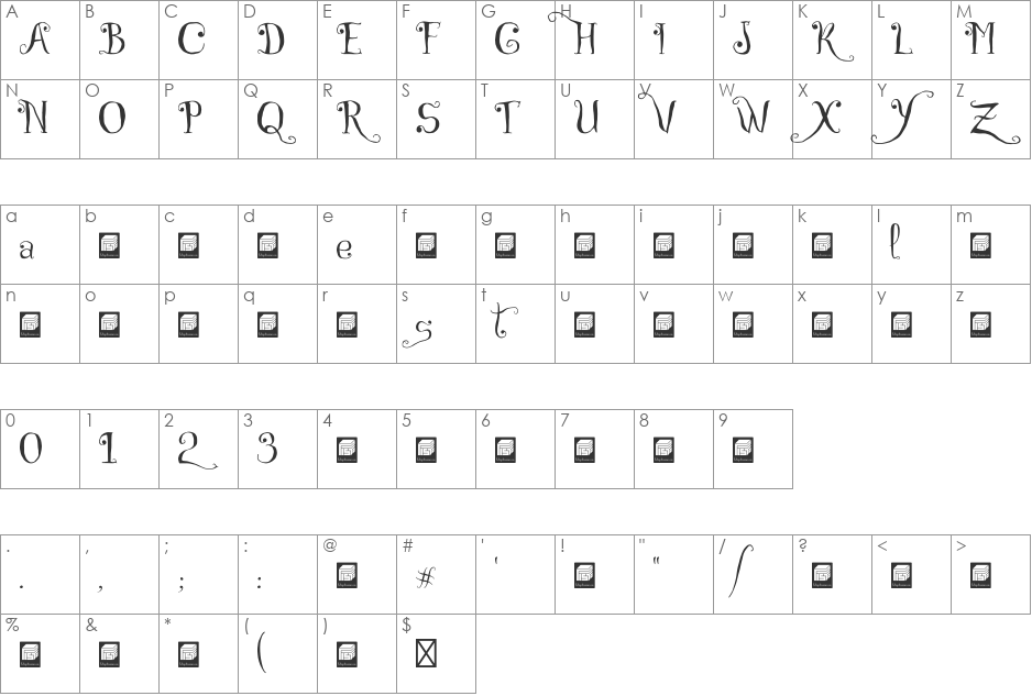 CZECH tales font character map preview