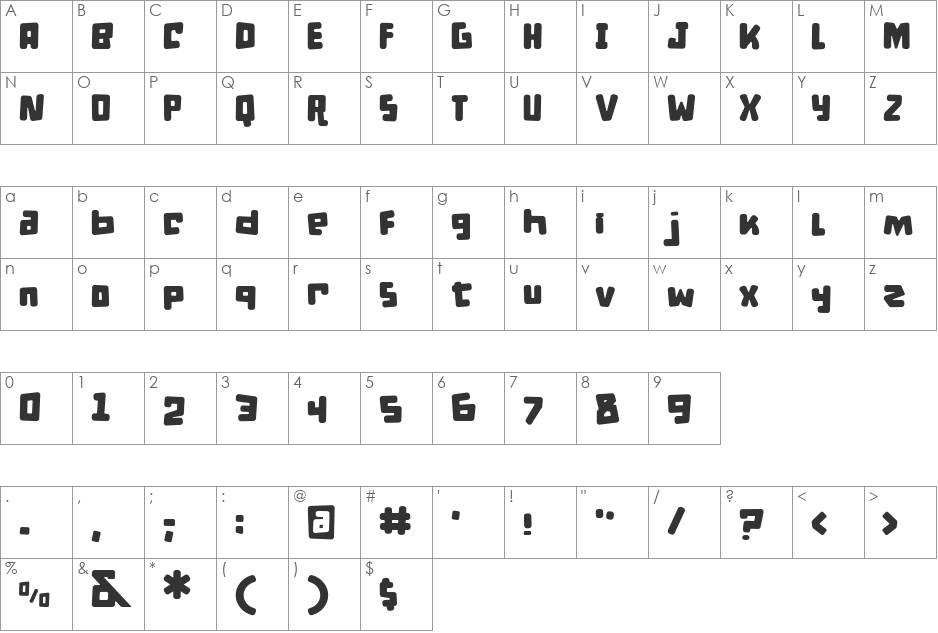 d puntillas B to tiptoe font character map preview
