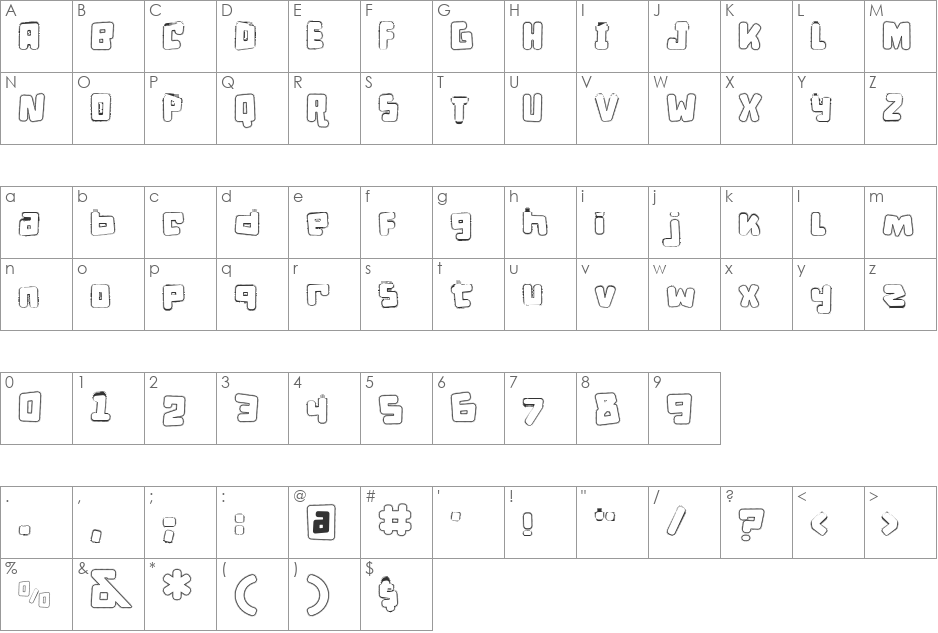 d puntillas C Lace font character map preview