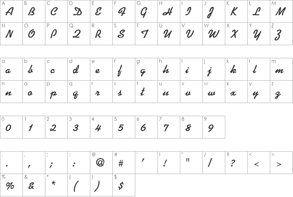 D'addario 1 font character map preview