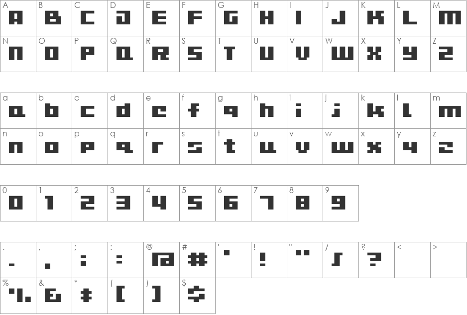 D3 CuteBitMapism TypeA font character map preview