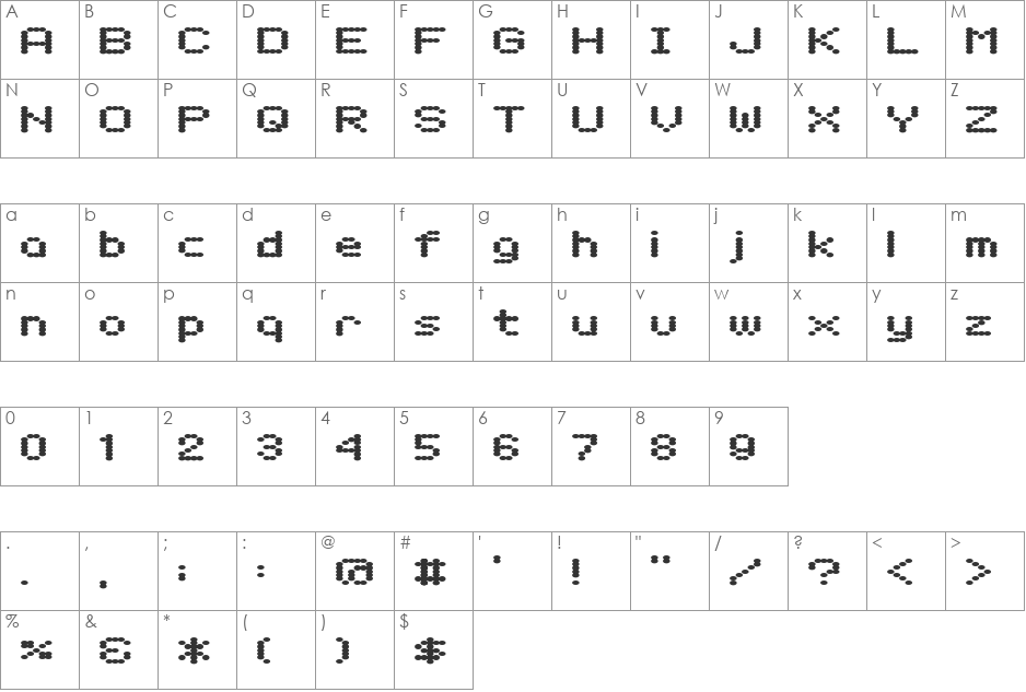 D3 Electronism font character map preview