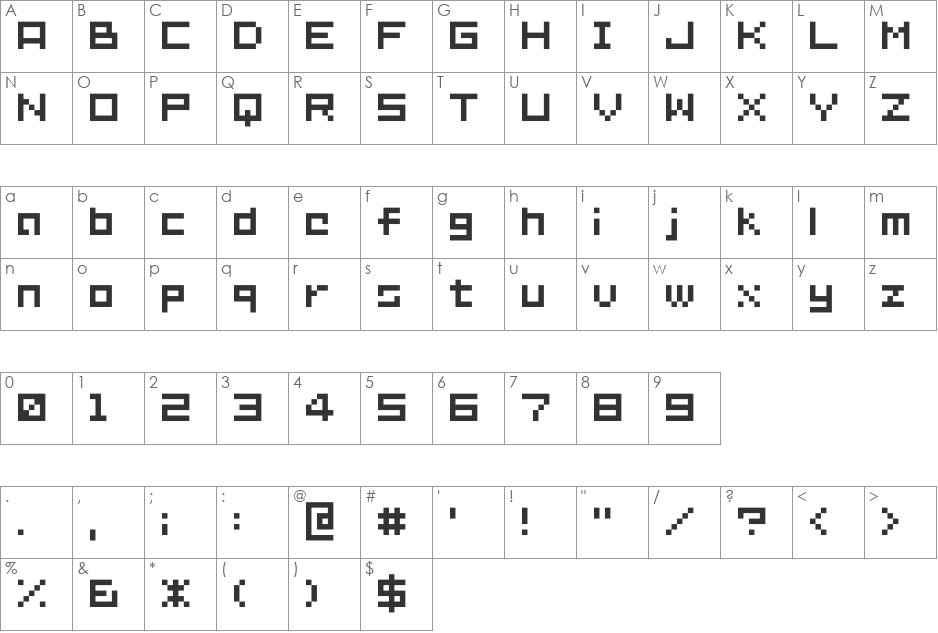 D3 Littlebitmapism Suquare font character map preview