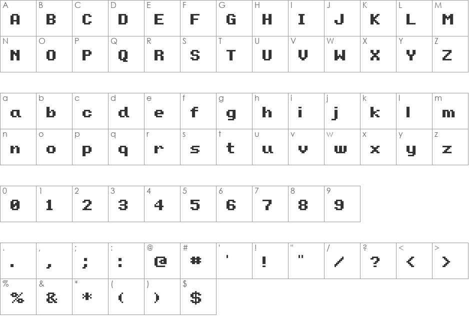 D3 Rabbitmapism font character map preview