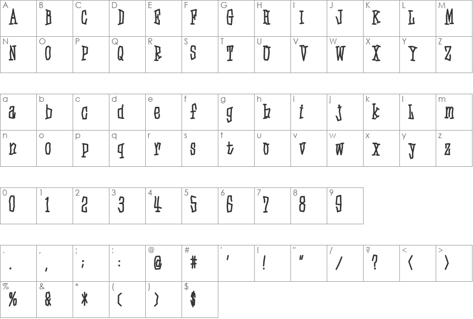 D3 Skullism Alphabet Bold font character map preview