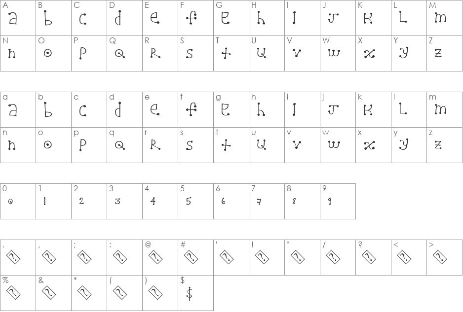 AlienDot font character map preview