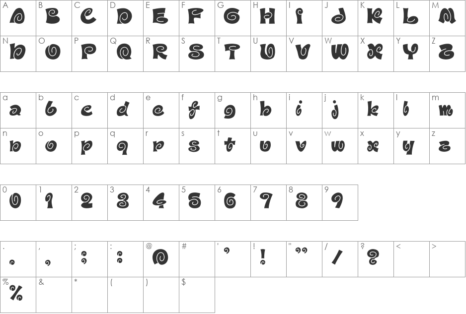 D3 Spiralism font character map preview
