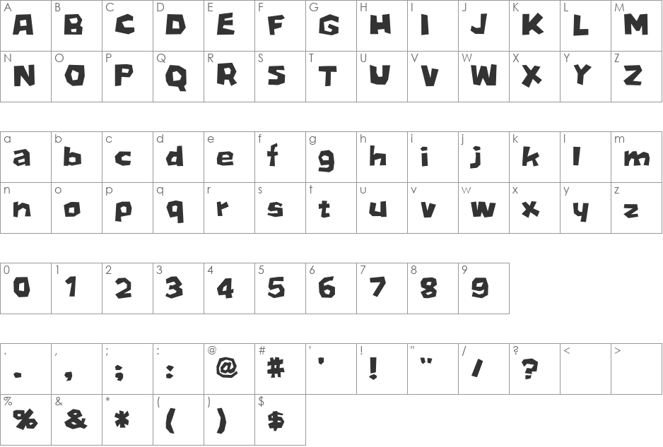 D3 Stonism font character map preview