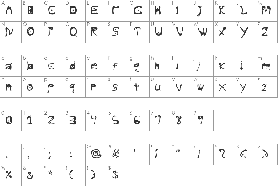 AlienEarth font character map preview