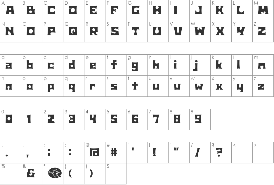D3 Witchism font character map preview