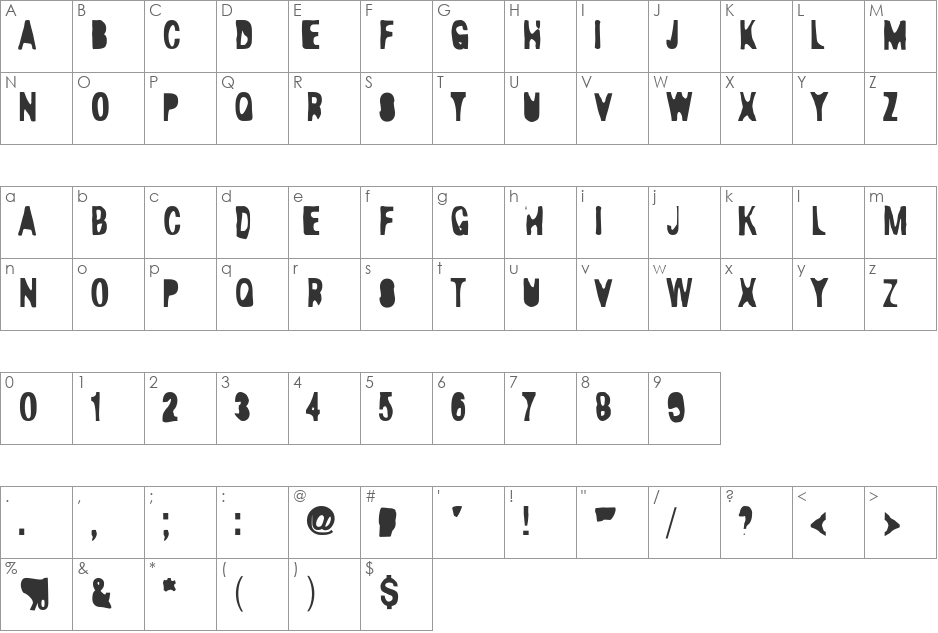 D44Caps-Only font character map preview