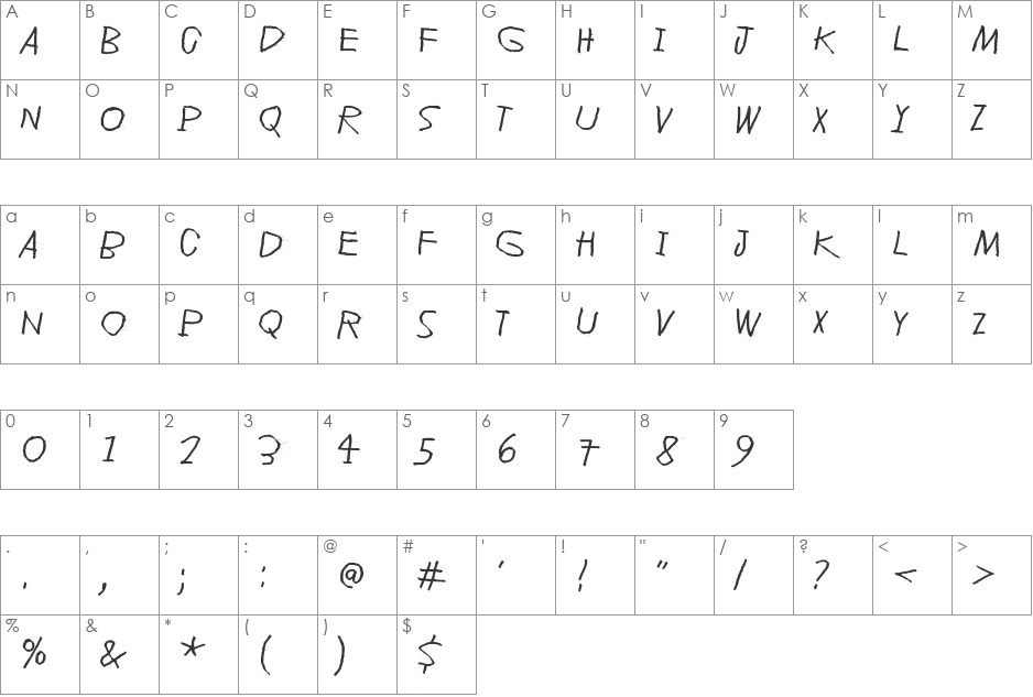 D?j?-vu dive font character map preview
