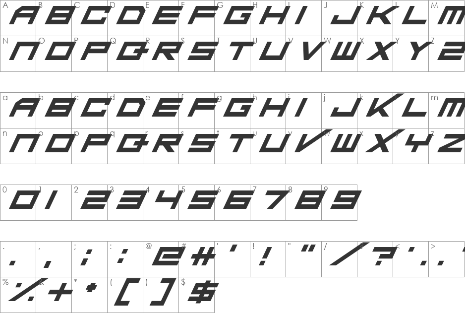 Da Mad Rave font character map preview