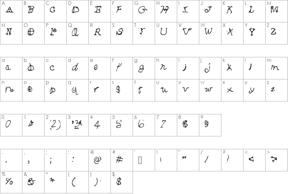 DaBallaz font character map preview