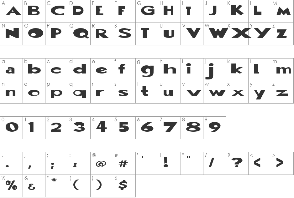 Dabble Combo font character map preview