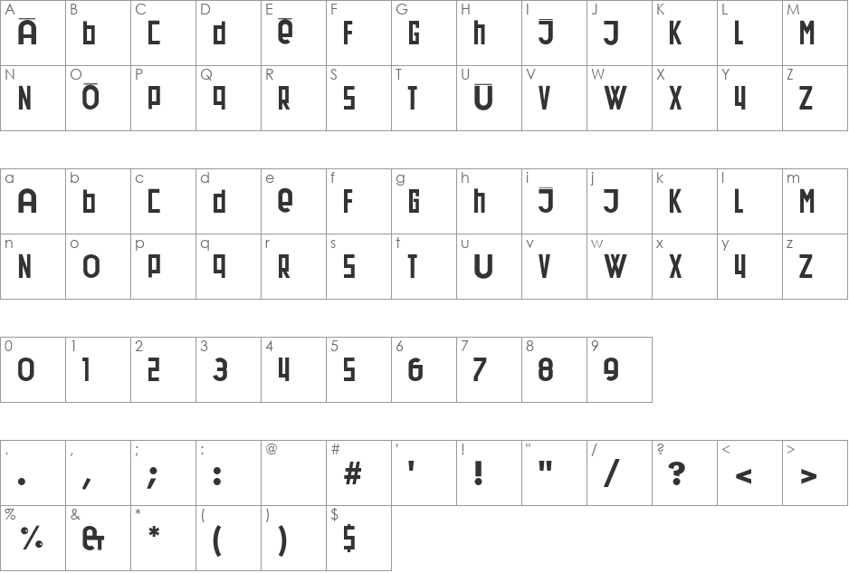 DadaDa font character map preview