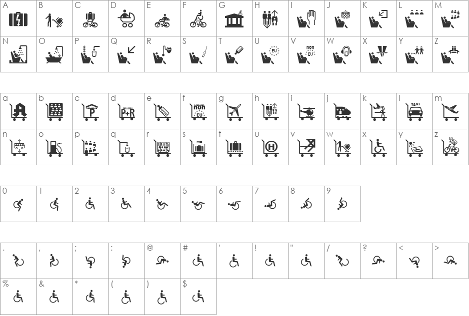 DadadaBats font character map preview