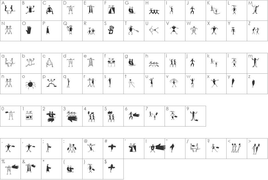 DadaMeetsStoneage font character map preview