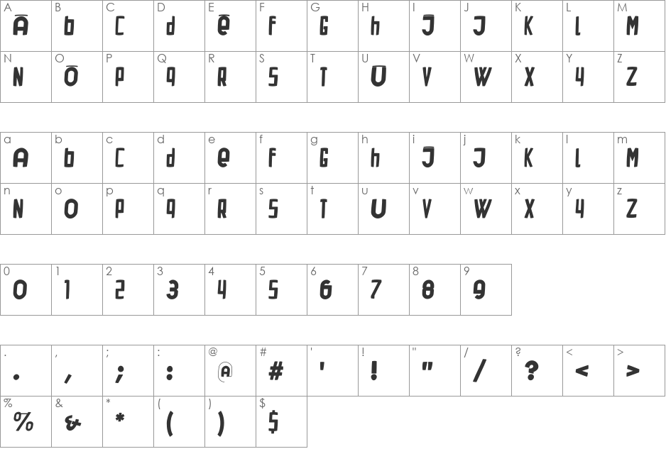 DadaSchwitters font character map preview
