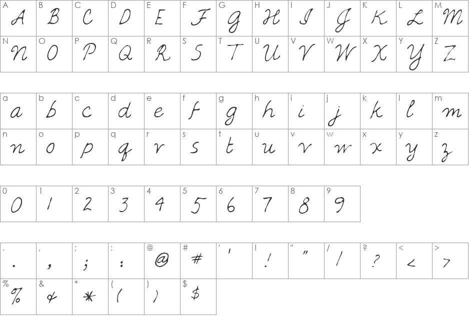 Dado font character map preview
