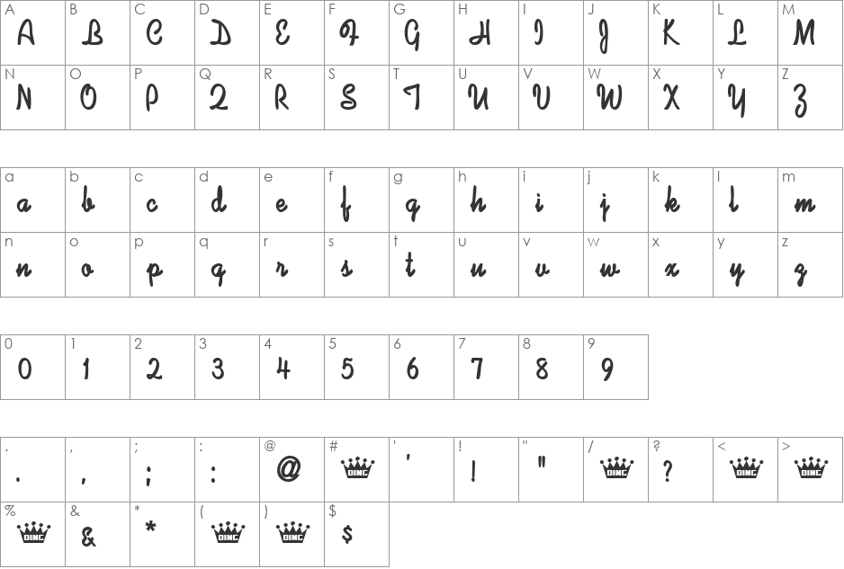 DaDooRonRon font character map preview