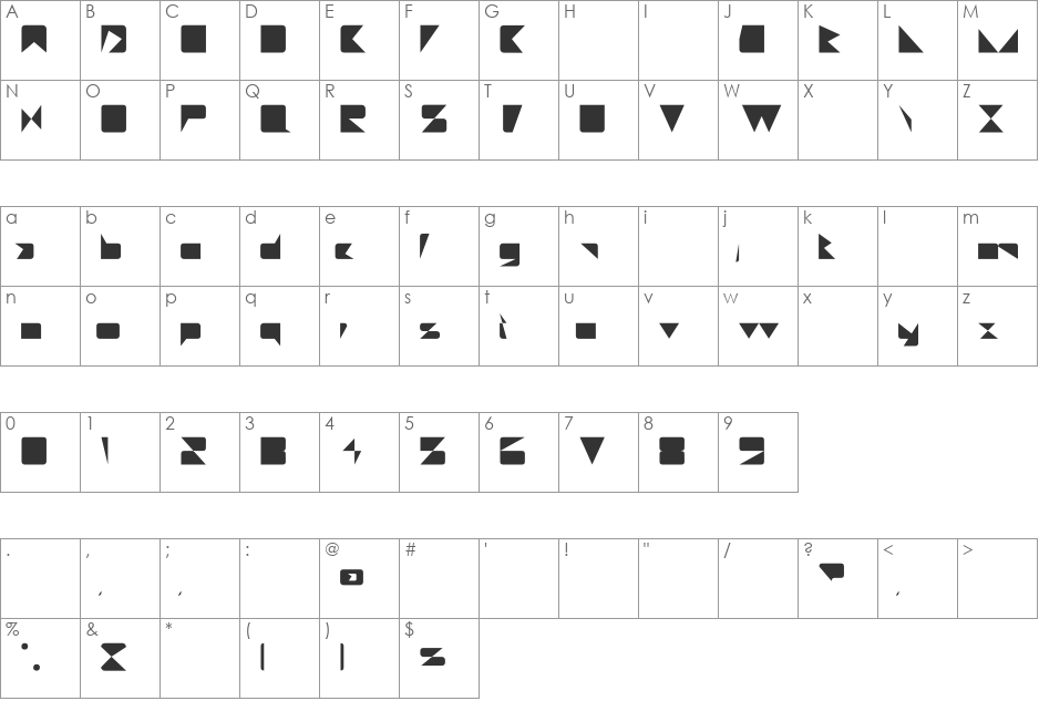 Daetona font character map preview